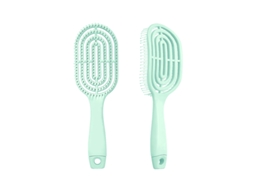 Escova de Cabelo Oval Portátil com Massagem Elástica Suave e Oca, Cor Sólida. MDUG (verde)