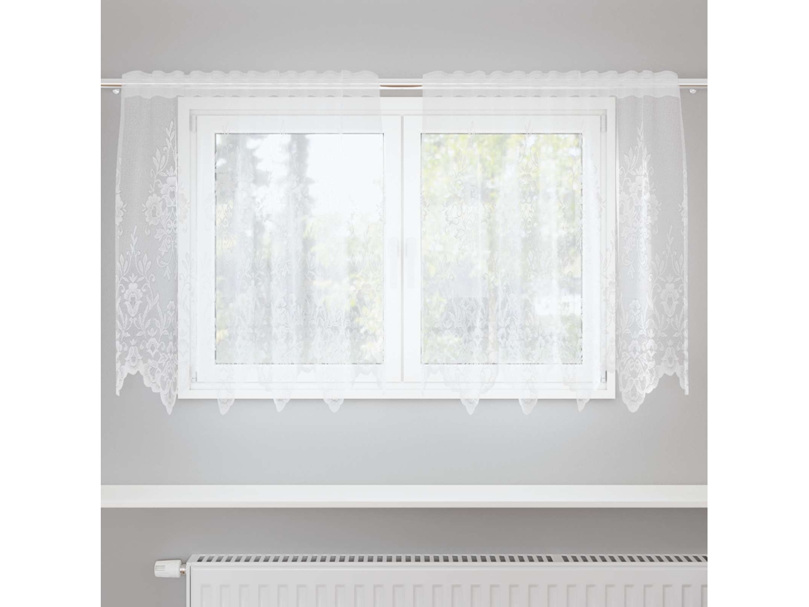 Vidaxl Cortina De Renda Branco 80 X 150 Cm Poliéster