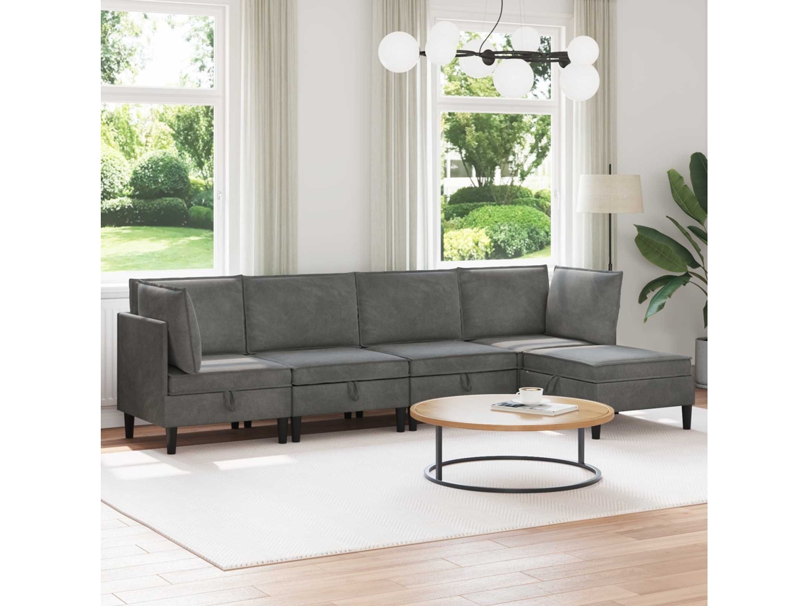 Vidaxl Conjunto De Móveis Para Sala De Estar 5 Unid. Cinzento-escuro