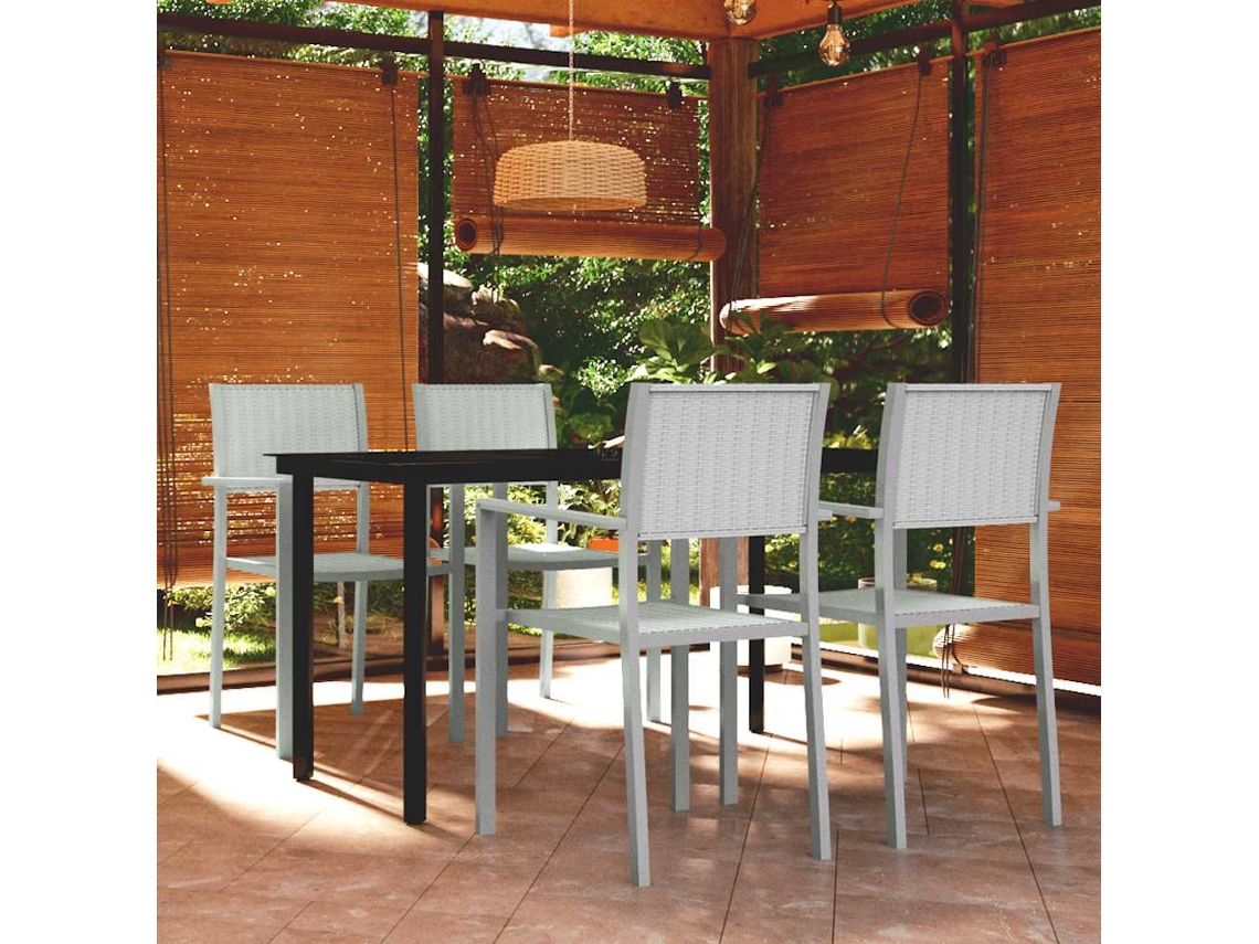 Vidaxl 5 Pcs Conjunto De Jantar Para Jardim Branco