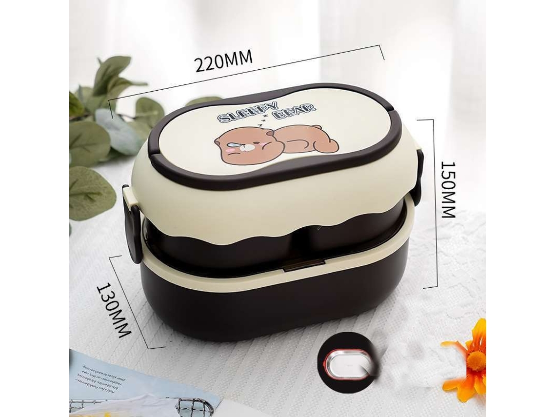 Lancheira Bento À Prova de Vazamentos para Adultos Modelo Mengli Marrom/Aço Inoxidável EVELTEK One size