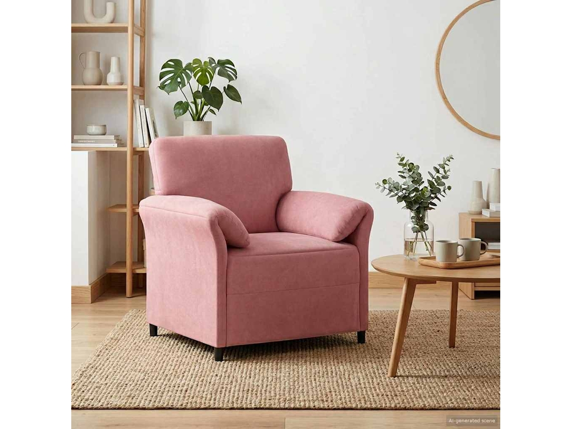 Vidaxl Sofá De 1 Lugar Rosa 88 X 83 X 95 Cm Veludo