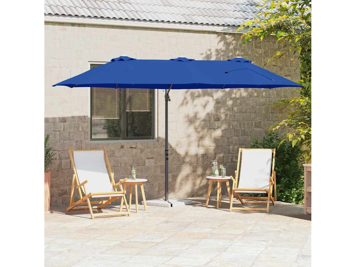 Vidaxl Guarda-sol 372 X 198 X 243 Cm Poliéster E Alumínio Azul Azur