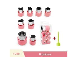 (rosa, Conjunto De 8 Peças) Moldes De Aço Inoxidável Para Frutas E Legumes, Cortadores De Petiscos Em Formato De Coração E Flor.