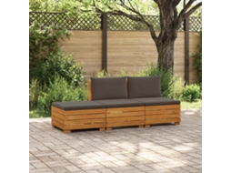 Vidaxl 3 Unid. Conjunto De Sofás Para Exterior Castanho