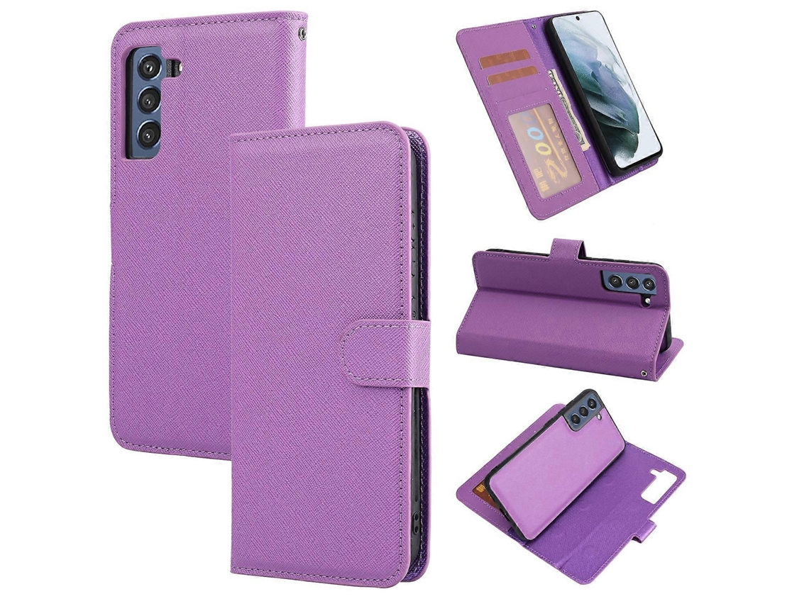 Capa De Couro Destacável Com Textura Cruzada Para Samsung Galaxy S21 Fe 5g