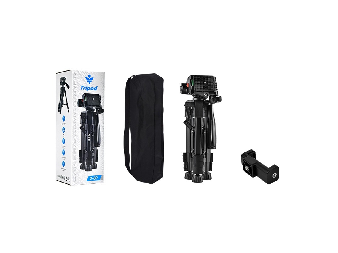 Tripé Portátil de Alumínio para Celular 0,63 M com Bolsa Nylon e Clipe em Transmissões Ao Vivo Fotografia, Compatível AQUAFORGE