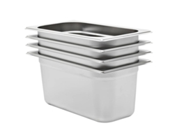vidaXL Recipientes gastronorm 4 pcs GN 1/3 150 mm aço inoxidável