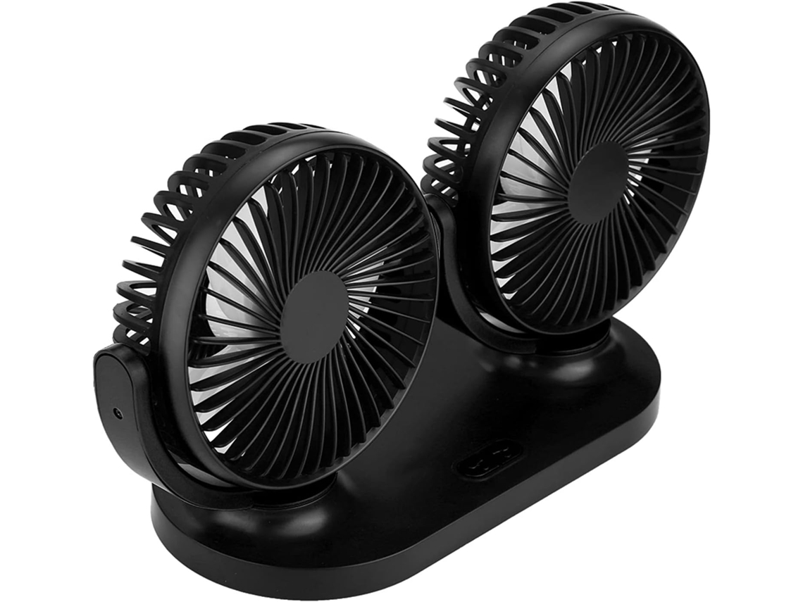 Ventilador De Carro Akozon Dual Head Usb 12v, Preto, Ventilador Portátil Automático Com 3 Velocidades De Resfriamento