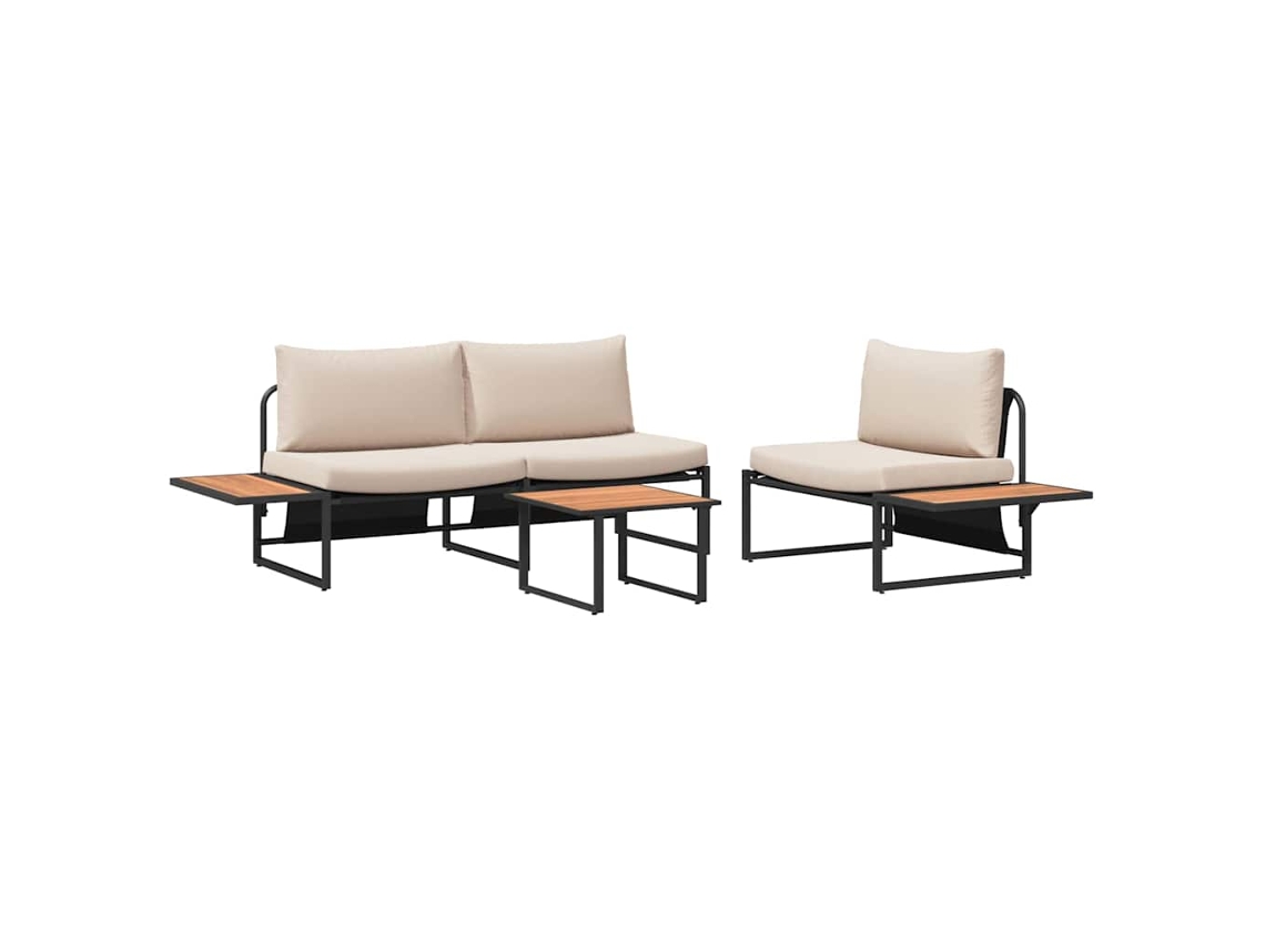 Maison Exclusive - Conjunto De Jantar Para Jardim 3 Pcs Cinzento-acastanhado Aço