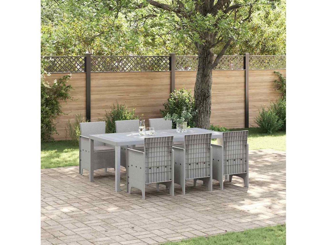 Vidaxl Conjunto De Jantar Para Jardim 7 Unid. Cinzento-claro