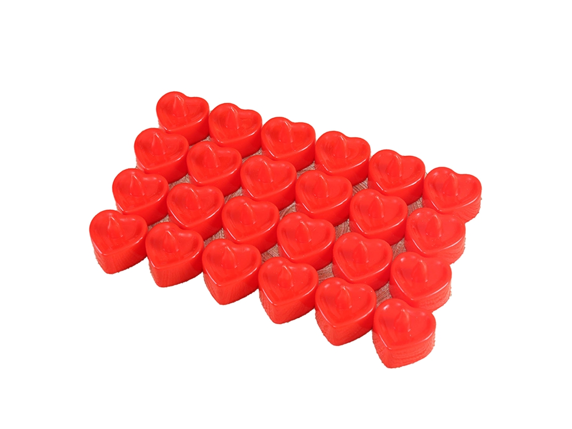 Rebe-24 Velas Led Sem Chama Coração Controle Remoto Inodoro Para Decoração Residencial Casamento Vermelho