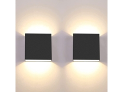 2pcs Aplique De Parede Led 7w Moderna,luz Branca Quente 3000k,quadrada Preta Para Quarto,sala,colunata E Jardim Btforus