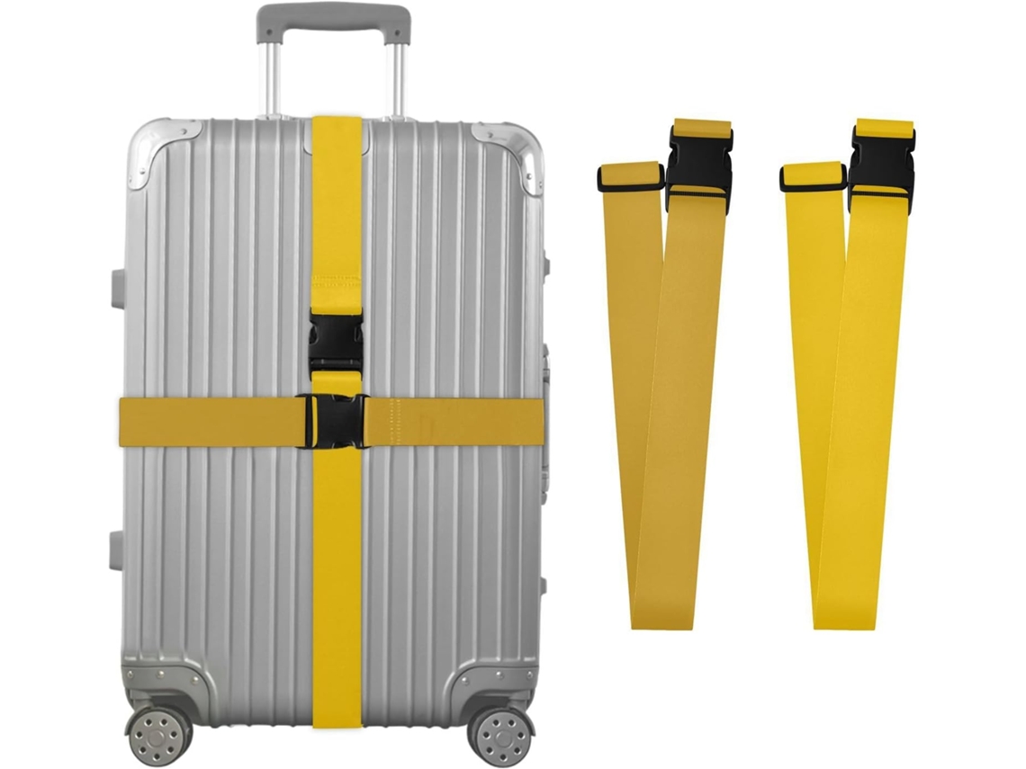 Conjunto De 2 Cintas Bagagem Nas Cores Dourada E Laranja, Portáteis E Ajustáveis, Acessórios De Viagem Para Maior