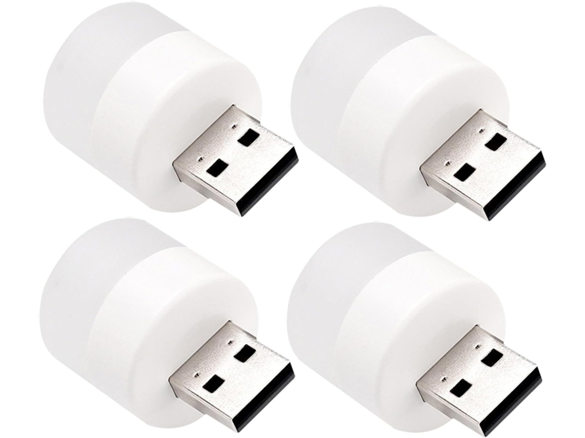 Mini Luminária De Cabeceira Portátil Usb Redonda 1w Em Pvc Branco Para
