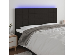 Vidaxl Cabeceira De Cama C/ Luzes Led Tecido 160x5x118/128 Cm Preto