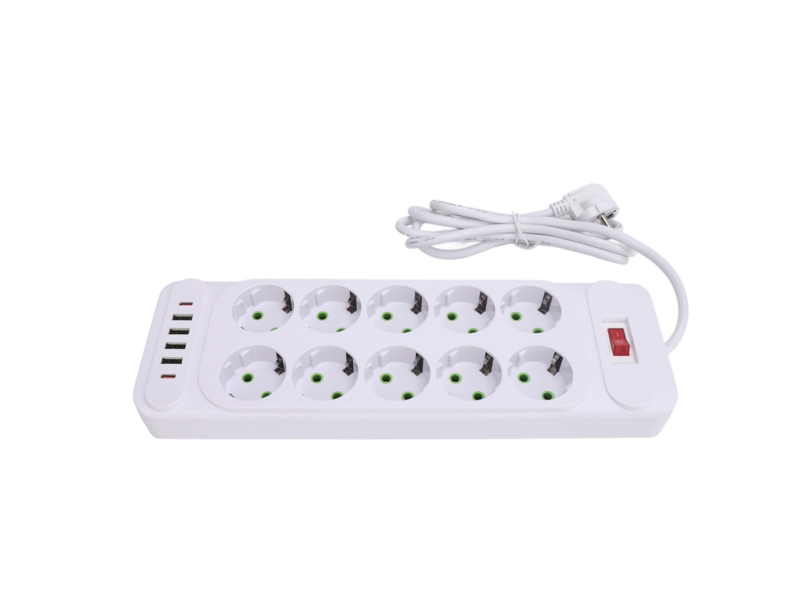 Laxiscreed Beliche Europeia Com 10 Tomadas Ac, 4 Usb E 2 Type-c Para Maior Ligação E Carregamento