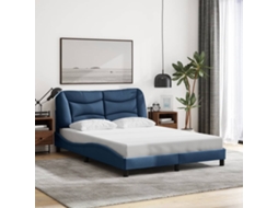 Estrutura De Cama Sem Colchão 140x200 Cm Tecido Azul