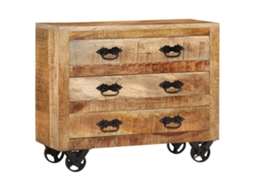 Vidaxl Aparador C/ 3 Gavetas 80x30x65 Madeira Mangueira Maciça Áspera