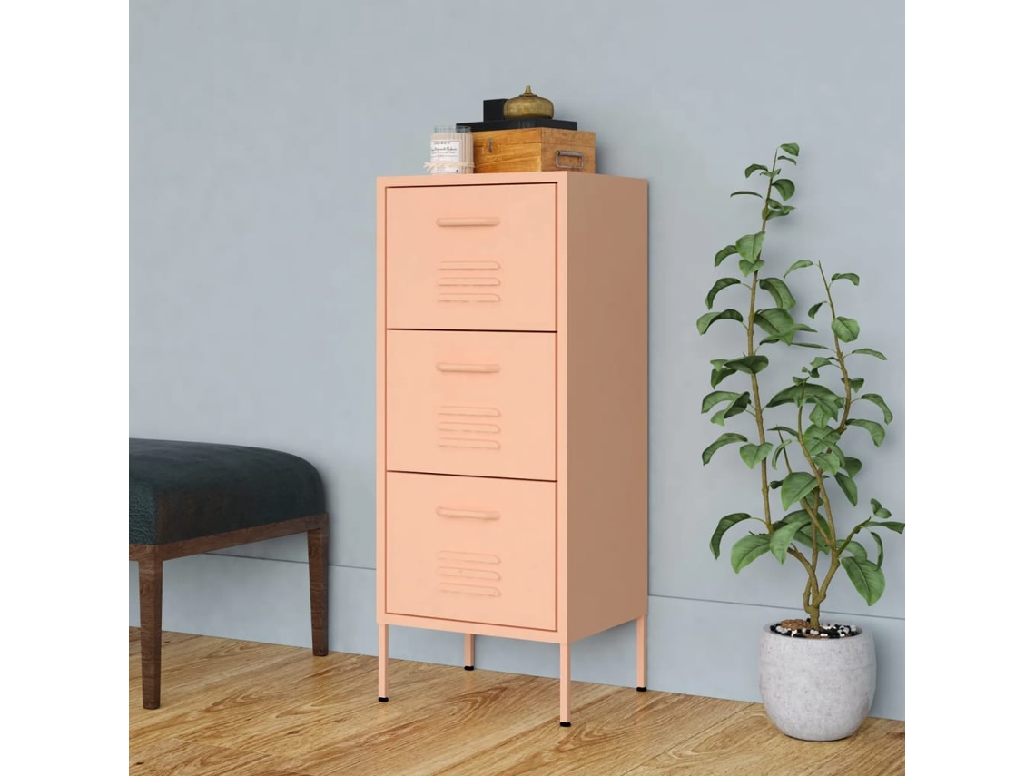Vidaxl Armário De Arrumação Aço 42,5x35x101,5 Cm Rosa