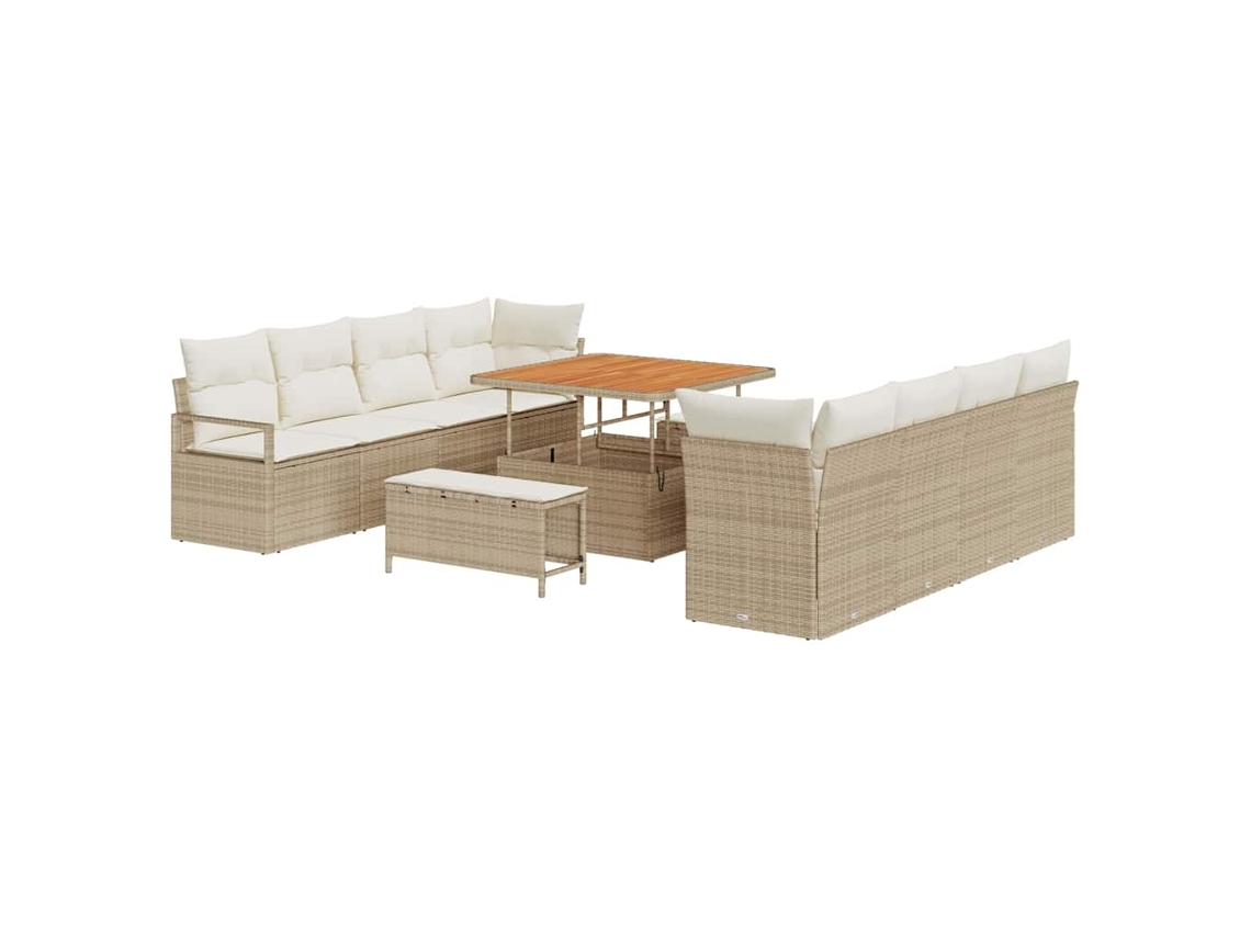 Conjunto 11 Móveis De Jardim Vidaxl Bege Vime Pe (100 X 100 X 71 Cm)