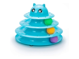 2026 brinquedo Interativo para Gatos com 3 Níveis e Bolinhas Coloridas Exerciser Roller Divertido Azul