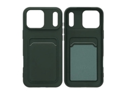 Capa De Silicone Para Celular Com Porta-cartões Para Iphone 17 Pro Max - Verde Militar