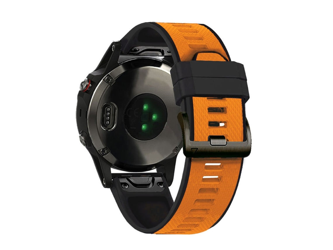 Bracelete Silicone Duas Cores 26Mm para Garmin Fenix 6X/Fenix 5X/Fenix 3 Hr/Descent Mk1 Laranja/Preto