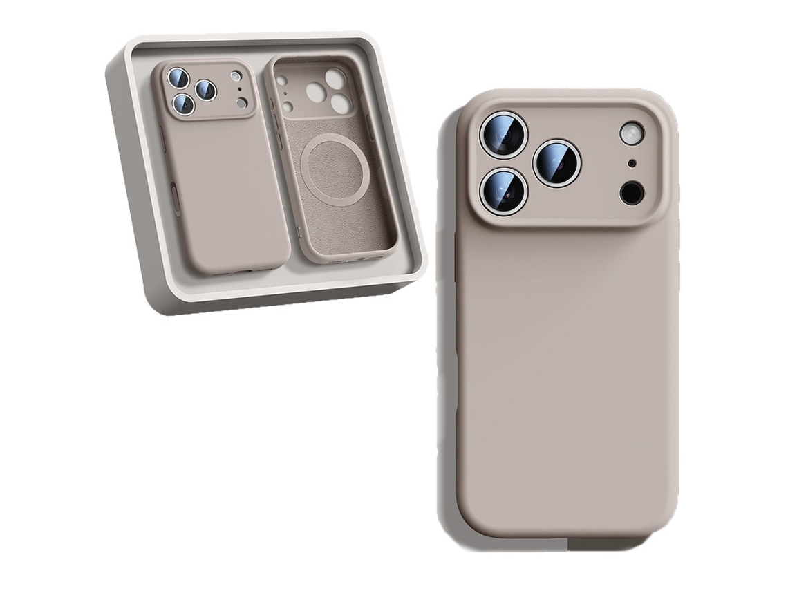 Capa De Silicone Cinza Para Iphone 17 Pro