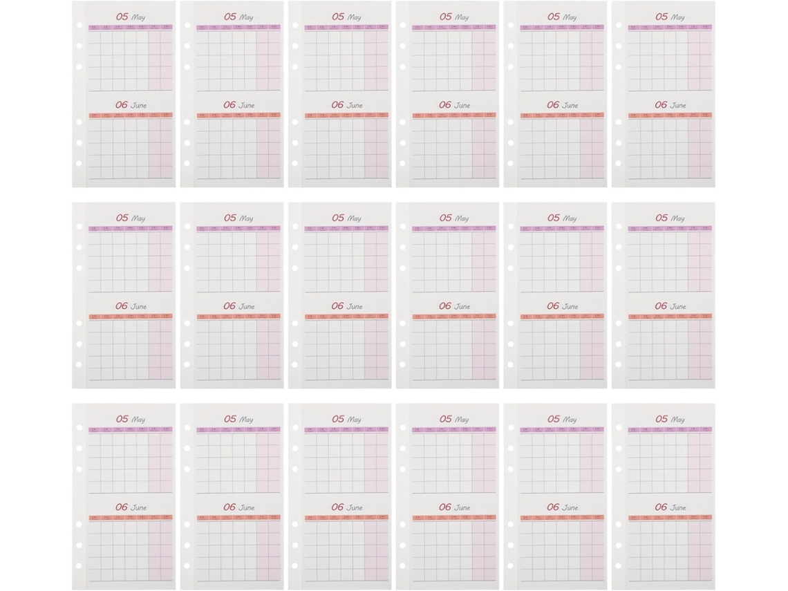 Recarga De Calendário A6 A 6 Folhas, De Planejamento Não Datadas, Duplas Faces Em Papel, 20 Para Escritório