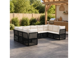 Vidaxl Conjunto De Sofá De Jardim 9 Unid. Preto Vime Pe