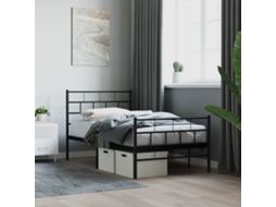 Estrutura De Cama Com Cabeceira E Pés 90x190 Cm Metal Preto