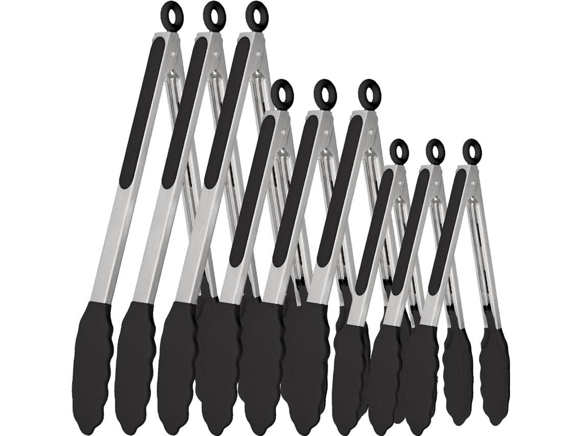 Conjunto De 9 Pinças Silicone Para Cozinha 7, 9, 12cm Pinças De Cozinha Com Pontas Silicone Resistentes Ao Calor Para