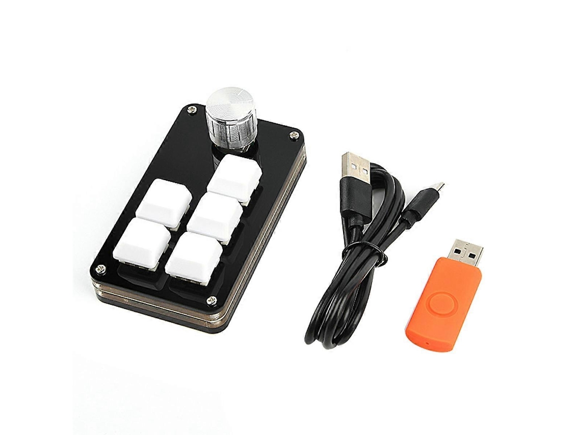 Miniteclado Programável De 5 Teclas E 1 Botão Para Jogadores, Hot Swap, Personalizável, Mecânico, Com Macros, Branco Everley891