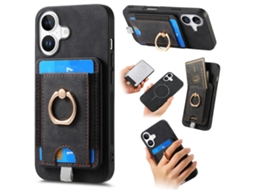 Capa Para Iphone 17 Em Couro Com Compartimento Magnético Dividido Para Cartão.