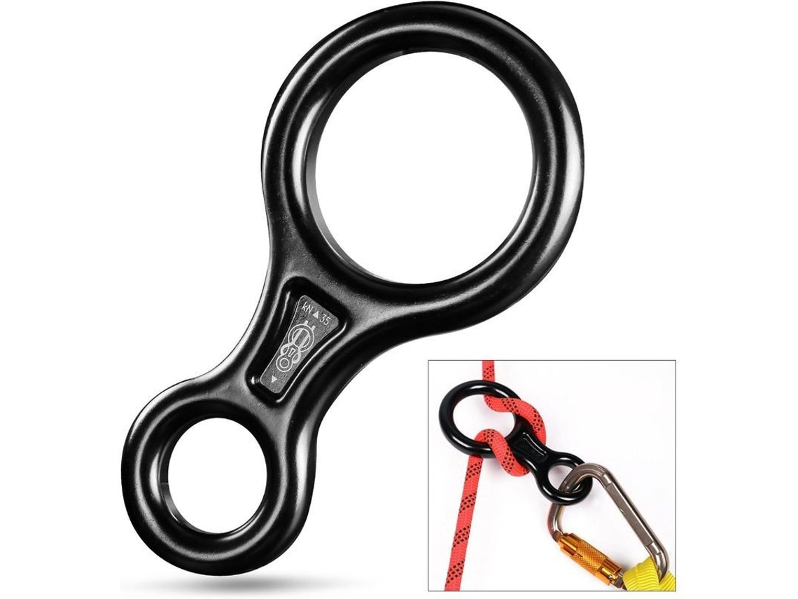 Anel De Oito Para Descida De Escalada Em Rocha, Material Alumínio Magnésio 35kn Ce 8-16mm Preto