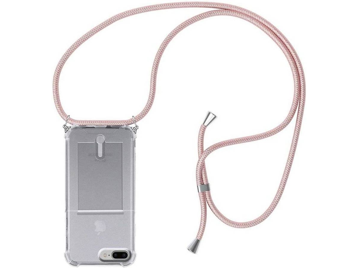 Capa iPhone 7 Plus HONGWE. Com cordão Rosa