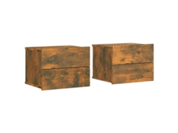 Conjunto de 2 Mesas Cabeceira Madeira Derivada Carvalho Fumado MAISON EXCLUSIVE (40x30x30 cm)
