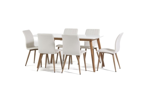 Conjunto De Refeições Ruben Mesa Extensível 6 Cadeiras Tania Similicouro Design Escandinavo Rattatan