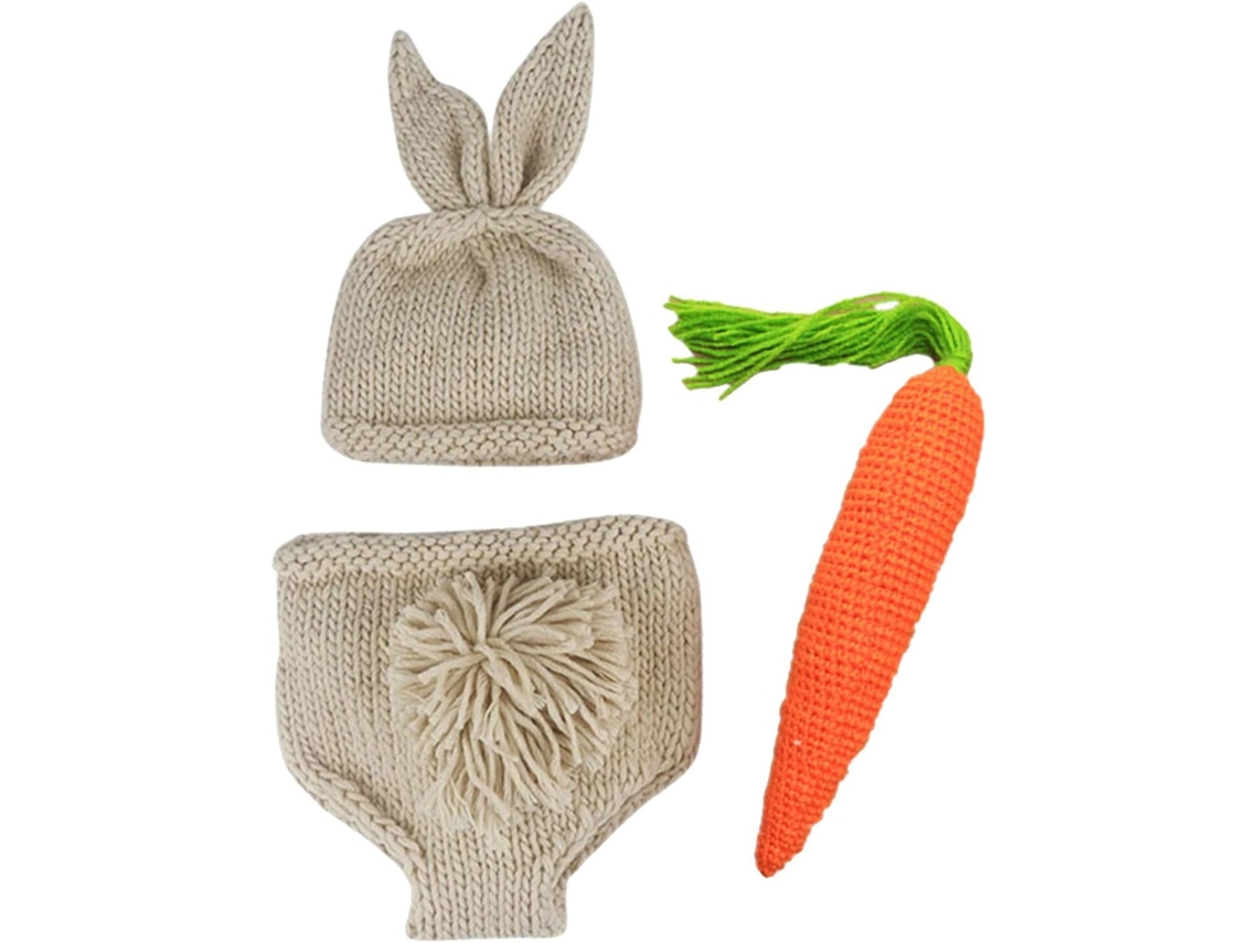 Conjunto De 3 Peças Para Fotografia De Bebês Em Lã Tricotada, Incluindo Roupinha E Gorro Para Recém-nascido.