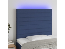 Vidaxl Cabeceira Cama C/ Led Tecido 100x5x118/128 Cm Azul