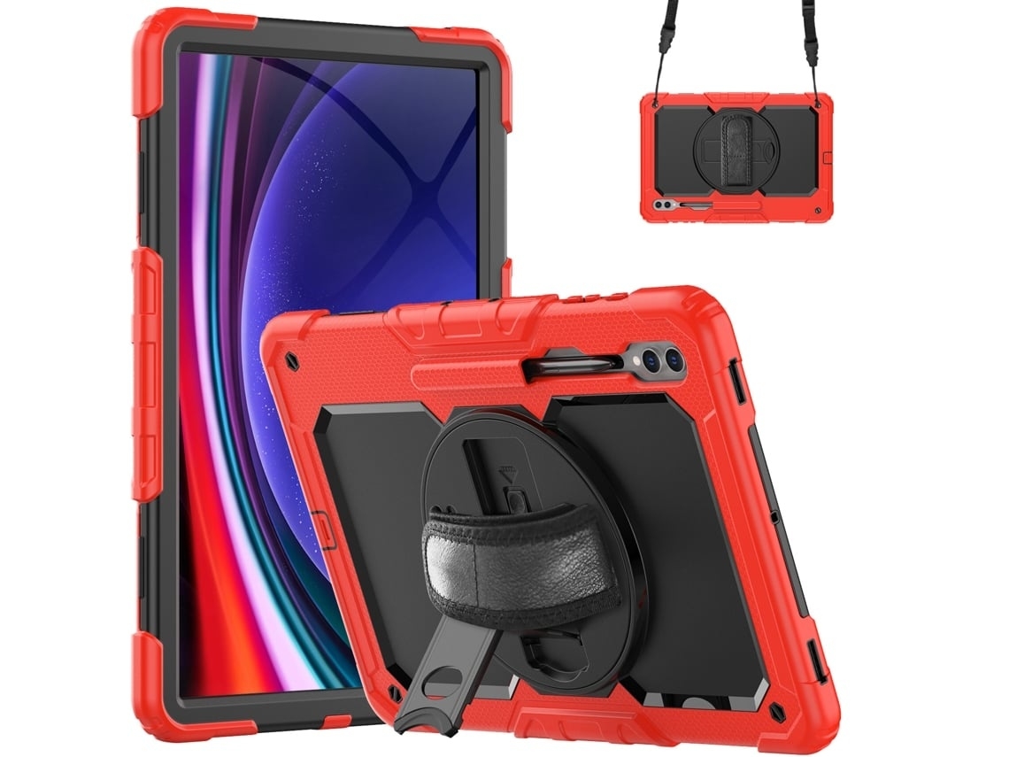 Capa Para Tablet Lurelia, Compatível Com Samsung Tab S9fe 10 9 X510/516/s9 11 X710/716b, Vermelho, Pc, Dobrável Com Suporte, Suporte Giratório