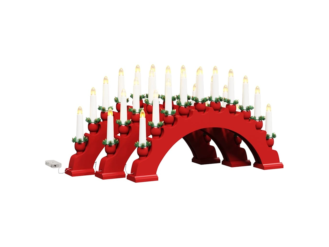 Conjunto 3 Arco De Velas De Natal Vidaxl Vermelho Madeira De Pinho Maciça (47 X 5 X 29 Cm)