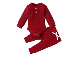 Conjunto Fasst de 2 peças para meninos: camiseta de gola redonda e calça de manga comprida, tamanho infantil.