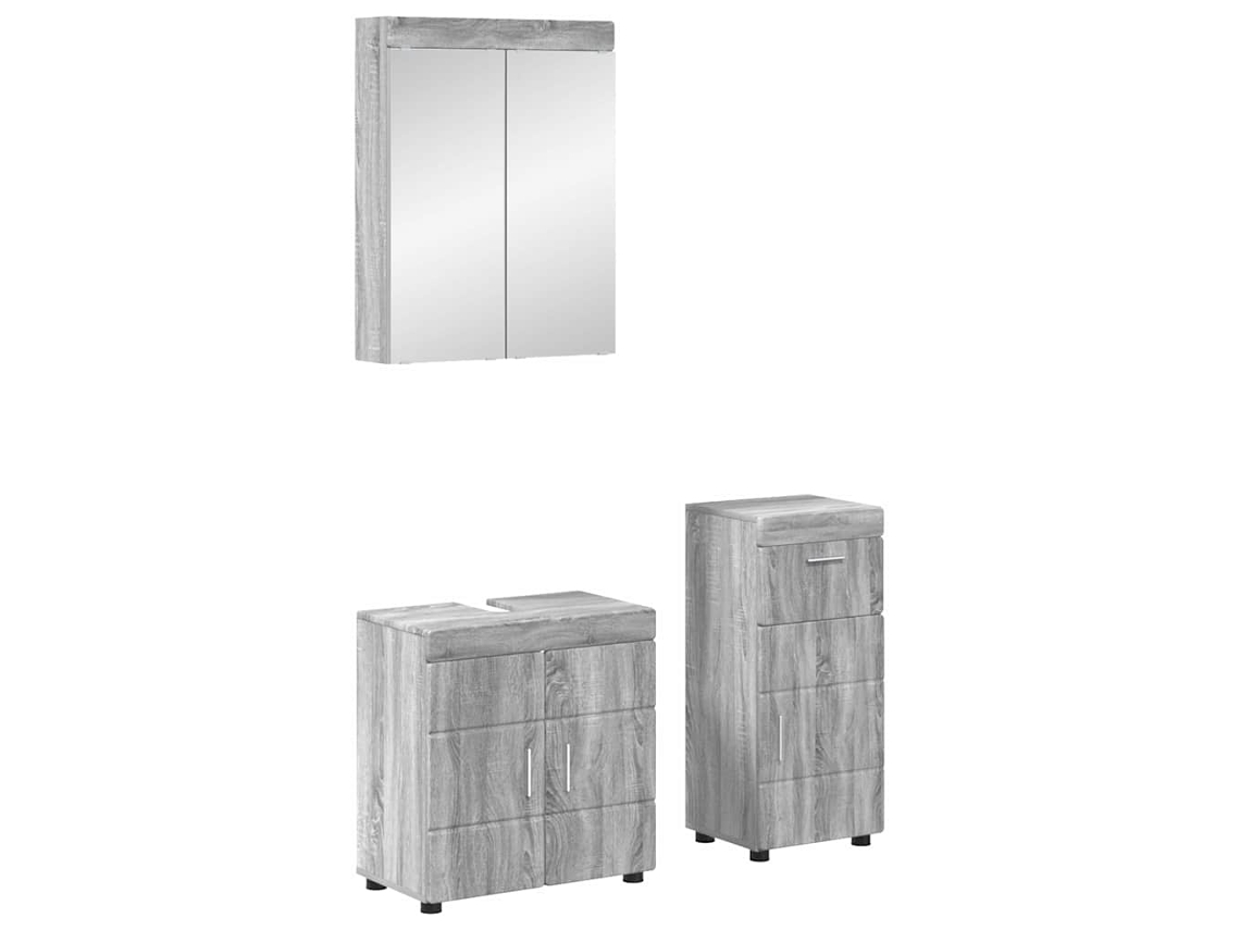 Vidaxl Conjunto De Móveis Para Banheiro Tulum 3 Unid. Cinza Sonoma