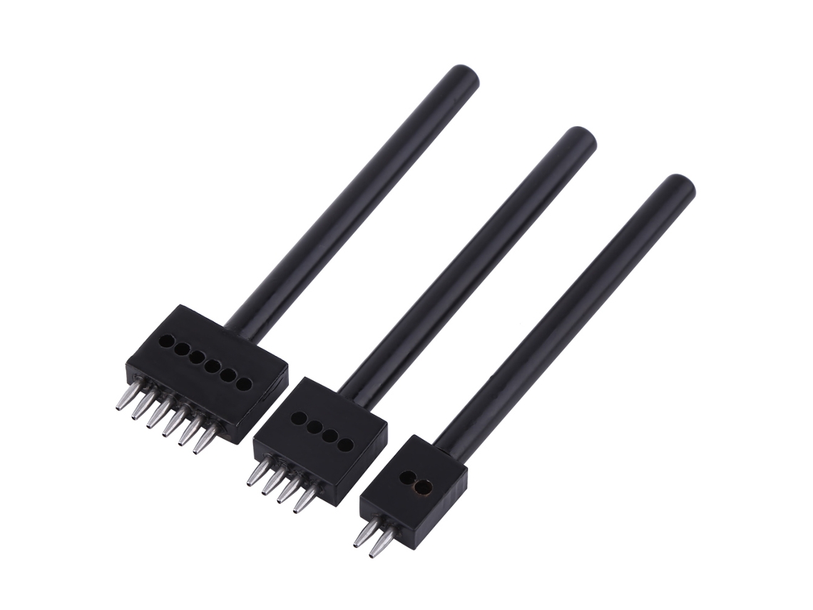 Conjunto de 3 Furadores de Couro para Costura e Pontilhamento AQUAFORGE (2+4+6 Furos, Espaçamento de 5 Mm)