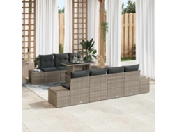 Vidaxl Conjunto De Sofá De Jardim Com Almofada 8 Pcs Cinzeto