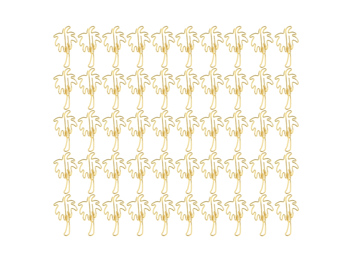 50 Clips de Papel Portáteis Mini Lindos em Forma de Coco Dourado para Classificação de Arquivos e Marcadores