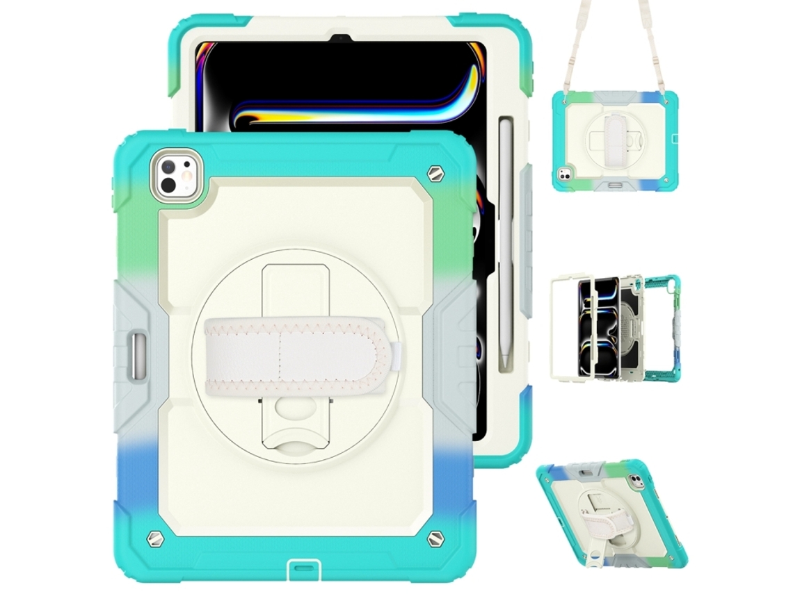 Capa Para Ipad Pro 13 2025/2024 13 Polegadas À Prova De Choque,com Suporte E Alça De Ombroazul Arco-íris