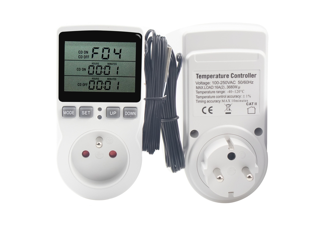 Tomada Termostato Digital Programável Com Sonda, Regulador De Temperatura Aquecimento
